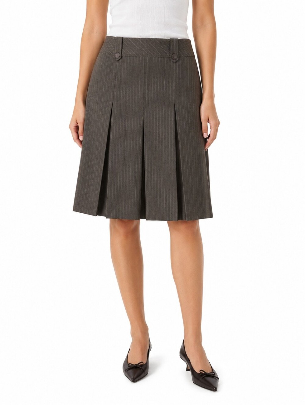 Lindor Vintage Pinstripe Pleated Tailored Skirt Size 8 Business Professional